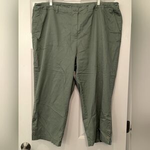 Appleseed's Army Green Chino Cotton Stretch Capris Pants Relax Fit Plus Size 22W